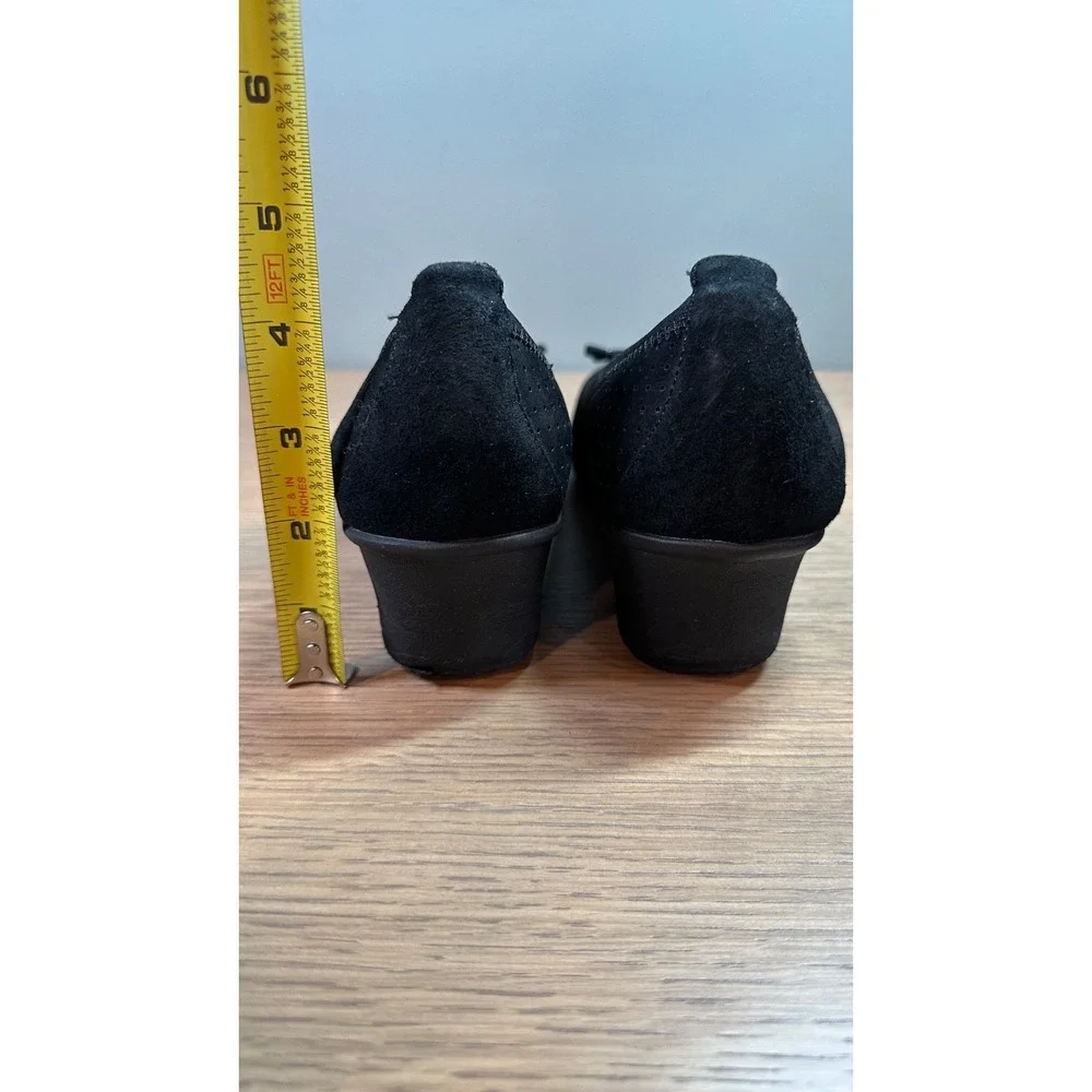 Anne Klein Sport AKCaria Black Wedge Flats Bow Comfort Shoes 7M